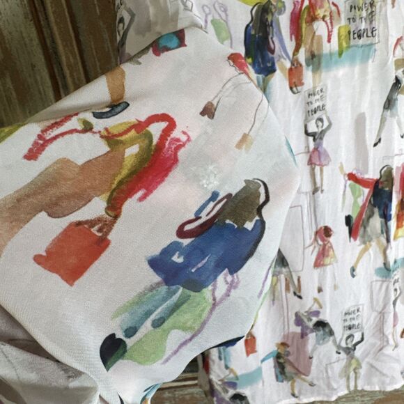 Riani Woman's Pink Power To The People Size 10 Artwear Long Sleeve Button Down - Picture 16 of 16